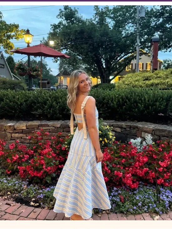 Dresses & Skirts - Blue and White Striped Tie-Back Sundress